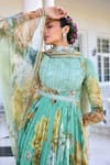 Kalista_Tarini Aqua Green Floral Anarkali Set _at_Aza_Fashions
