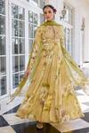 Kalista_Beige Tarini Floral Print Anarkali Kurta Set _at_Aza_Fashions