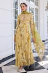 Buy_Kalista_Beige Tarini Floral Print Anarkali Kurta Set _at_Aza_Fashions