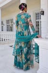 Shop_Kalista_Turquoise Kiara Floral Print Anarkali Set _at_Aza_Fashions