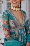 Buy_Kalista_Turquoise Kiara Floral Print Anarkali Set 