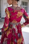 Kalista_Fuchsia Kiara Floral Print Anarkali Set _Online_at_Aza_Fashions