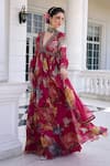 Shop_Kalista_Fuchsia Kiara Floral Print Anarkali Set _Online_at_Aza_Fashions