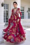 Buy_Kalista_Fuchsia Kiara Floral Print Anarkali Set _at_Aza_Fashions