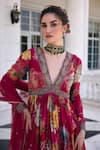 Kalista_Fuchsia Kiara Floral Print Anarkali Set _at_Aza_Fashions