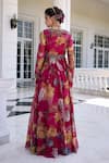 Shop_Kalista_Fuchsia Kiara Floral Print Anarkali Set _at_Aza_Fashions