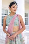 Shop_Kalista_Turquoise Juliette Floral Lehenga Set With Dupatta 