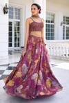 Buy_Kalista_Cynthia Tyrian Purple Lehenga Set _at_Aza_Fashions