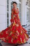 Shop_Kalista_Red Mehr Floral Anarkali Kurta Set _Online_at_Aza_Fashions