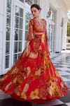 Kalista_Red Mehr Floral Anarkali Kurta Set _Online_at_Aza_Fashions