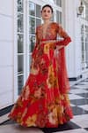 Buy_Kalista_Red Mehr Floral Anarkali Kurta Set _at_Aza_Fashions