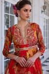 Shop_Kalista_Red Mehr Floral Anarkali Kurta Set _at_Aza_Fashions