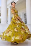 Buy_Kalista_Mustard Mehr Floral Print Anarkali Set With Dupatta 