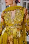 Shop_Kalista_Mustard Mehr Floral Print Anarkali Set With Dupatta _at_Aza_Fashions