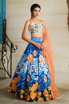 Buy_House Of Akshata_Blue Georgette, Net, Crepe Sequins, Embroidery The Starry Night Lehenga Set _at_Aza_Fashions