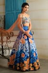 Shop_House Of Akshata_Blue Georgette, Net, Crepe Sequins, Embroidery The Starry Night Lehenga Set _Online_at_Aza_Fashions
