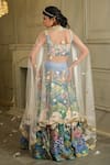 House Of Akshata_Blue Georgette, Crepe, Net Embroidery, Sequins Baagbageecha Floral Lehenga Set _Online_at_Aza_Fashions