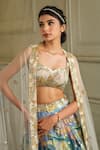 Buy_House Of Akshata_Blue Georgette, Crepe, Net Embroidery, Sequins Baagbageecha Floral Lehenga Set _Online_at_Aza_Fashions
