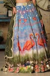 House Of Akshata_Blue Tissue, Georgette Embroidery Flamingo Print Lehenga Set _at_Aza_Fashions
