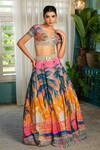 House Of Akshata_Multi Color Crepe, Tissue Embroidery, Beads, Sequins V-neck Designer Lehenga Set _at_Aza_Fashions
