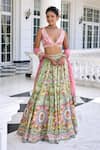 Kalista_Green Sofia Fusion Lehenga Set _at_Aza_Fashions