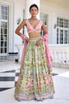 Buy_Kalista_Green Sofia Fusion Lehenga Set _at_Aza_Fashions
