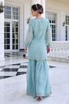 Shop_Kalista_Zainab Aqua Embroidered Kurta Set _at_Aza_Fashions
