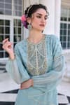Buy_Kalista_Zainab Aqua Embroidered Kurta Set 