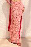 Shop_DiyaRajvvir_Pink Crepe Embroidery Round Neck Printed Asymmetric Crop Top Skirt Set _Online_at_Aza_Fashions