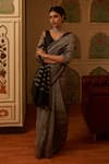 Buy_FIVE POINT FIVE_Silver Tissue Tassels Weaving Crush Saree _at_Aza_Fashions