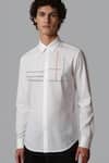 Buy_Hespoke_White Cotton Embroidery Geometric Casual Shirt _at_Aza_Fashions