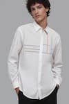 Buy_Hespoke_White Cotton Embroidery Geometric Casual Shirt _Online_at_Aza_Fashions