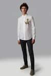 HeSpoke_White Cotton Animal Printed Casual Shirt _Online_at_Aza_Fashions