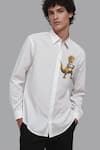 Buy_HeSpoke_White Cotton Animal Printed Casual Shirt _Online_at_Aza_Fashions