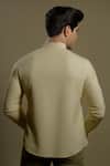 Shop_HeSpoke_Cream Cotton, Lycra Embroidery Geometric Casual Shirt _at_Aza_Fashions