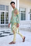 Kalista_Green Ilyaz Floral Printed Kurta Set _Online_at_Aza_Fashions