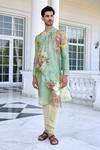 Buy_Kalista_Green Ilyaz Floral Printed Kurta Set _Online_at_Aza_Fashions
