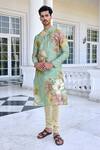 Buy_Kalista_Green Ilyaz Floral Printed Kurta Set _at_Aza_Fashions