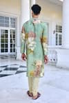 Shop_Kalista_Green Ilyaz Floral Printed Kurta Set _at_Aza_Fashions