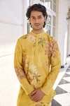Shop_Kalista_Ilyaz Floral Printed Yellow Kurta Set _Online_at_Aza_Fashions