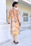 Shop_Kalista_Faiza Floral Printed Peach Kurta Set _at_Aza_Fashions