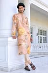 Shop_Kalista_Faiza Floral Printed Peach Kurta Set _Online_at_Aza_Fashions