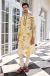Buy_Kalista_Ivory Chanderi Faiza Floral Printed Kurta Set _Online_at_Aza_Fashions