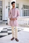 Kalista_Ayaaz Embroidered Dusty Mauve Kurta Set _at_Aza_Fashions