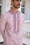Shop_Kalista_Ayaaz Embroidered Dusty Mauve Kurta Set _at_Aza_Fashions