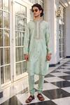 Shop_Kalista_Esfhan Embroidered Mint Kurta Set _Online_at_Aza_Fashions