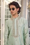 Kalista_Esfhan Embroidered Mint Kurta Set _at_Aza_Fashions