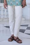 Kalista_Yasir Printed Aqua Kurta Set With Ivory Pants _Online_at_Aza_Fashions