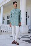 Buy_Kalista_Yasir Printed Aqua Kurta Set With Ivory Pants _Online_at_Aza_Fashions