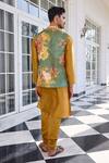 Shop_Kalista_Mahir Floral Embroidered Mustard Kurta Set _at_Aza_Fashions